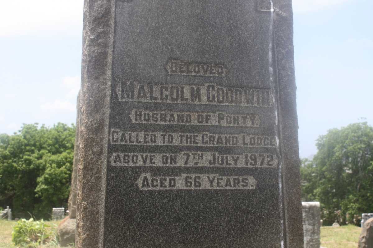 GOODWIN George Henry -1955 :: GOODWIN Margaret -1958 :: GOODWIN Irene Elsie -1975 :: MALCOLM John Lowrie -1932