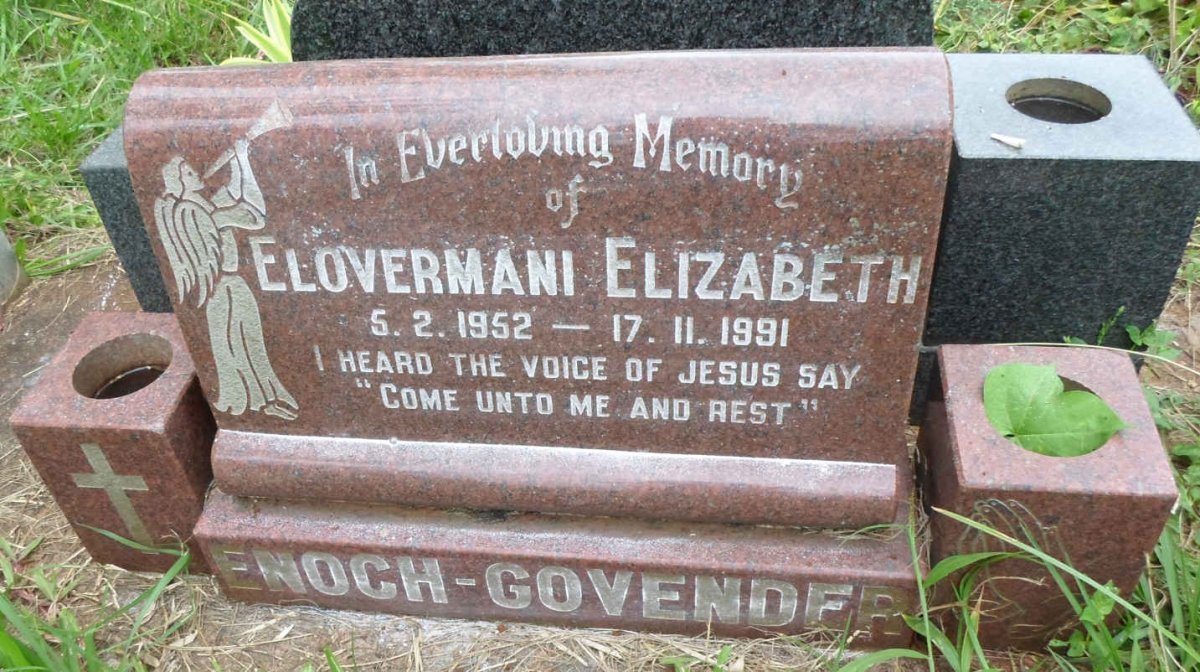 GOVENDER Elovermani Elizabeth, ENOCH- 1952-1991