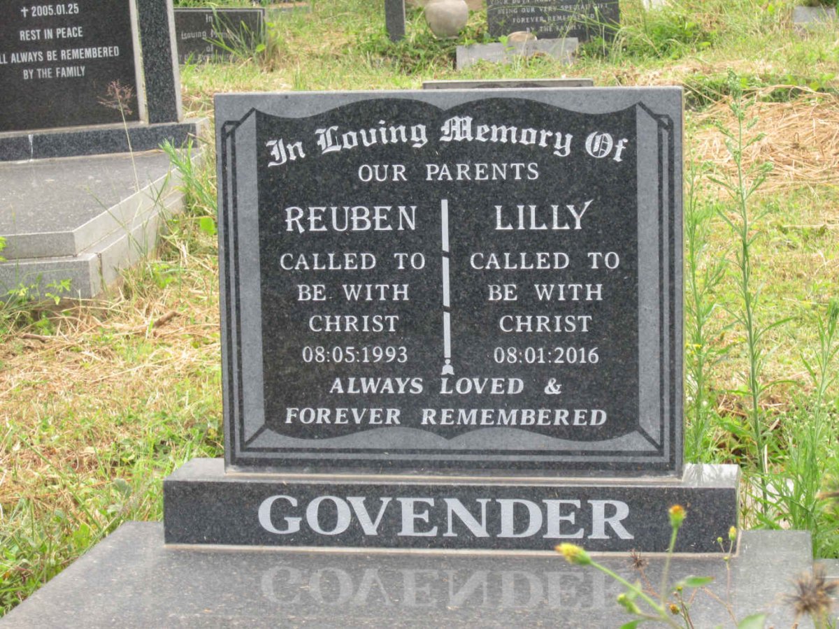 GOVENDER Reuben -1993 &amp; Lilly -2016