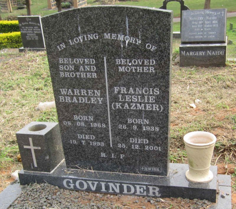 GOVINDER Francis Leslie nee KAZMER 1938-2001 :: GOVINDER Warren Bradley 1968-1993