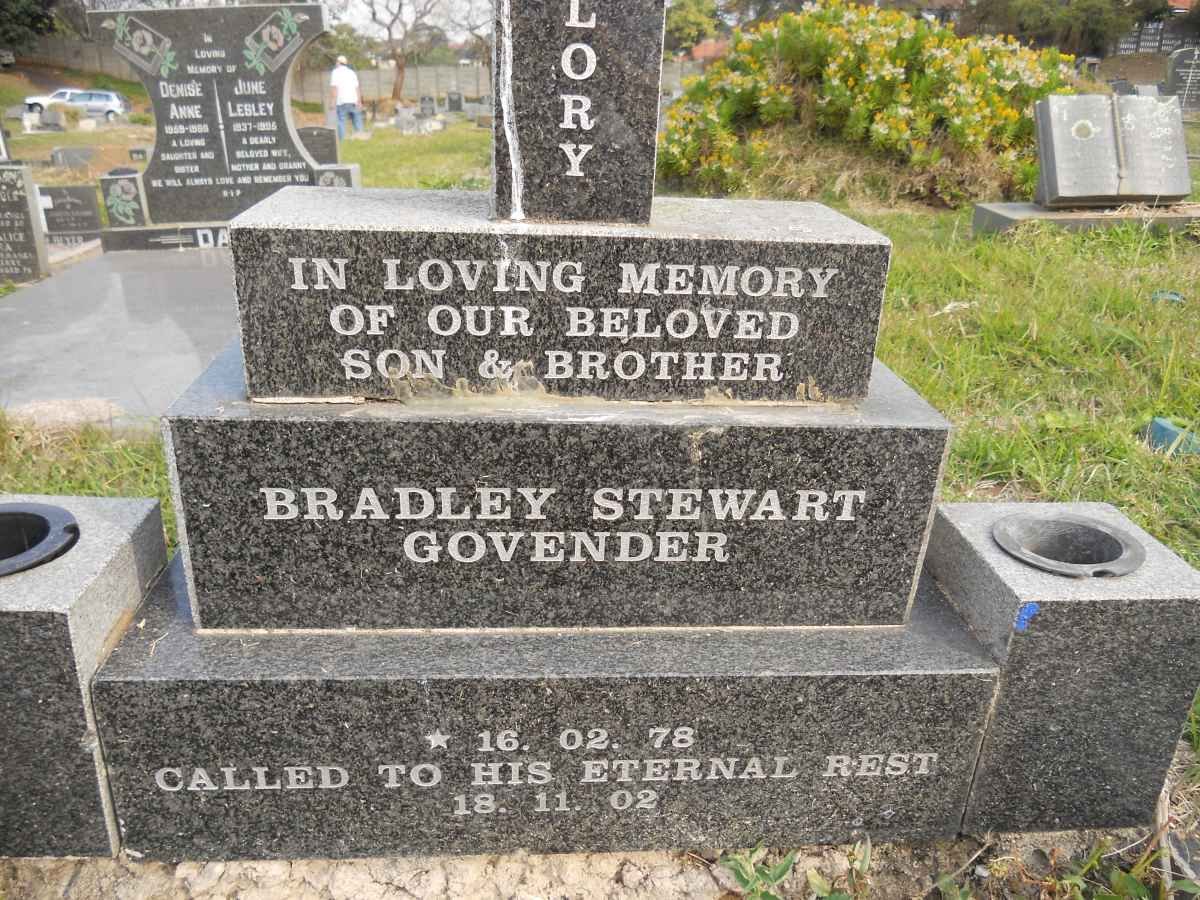 GOVENDER Bradley Stewart 1978-2002