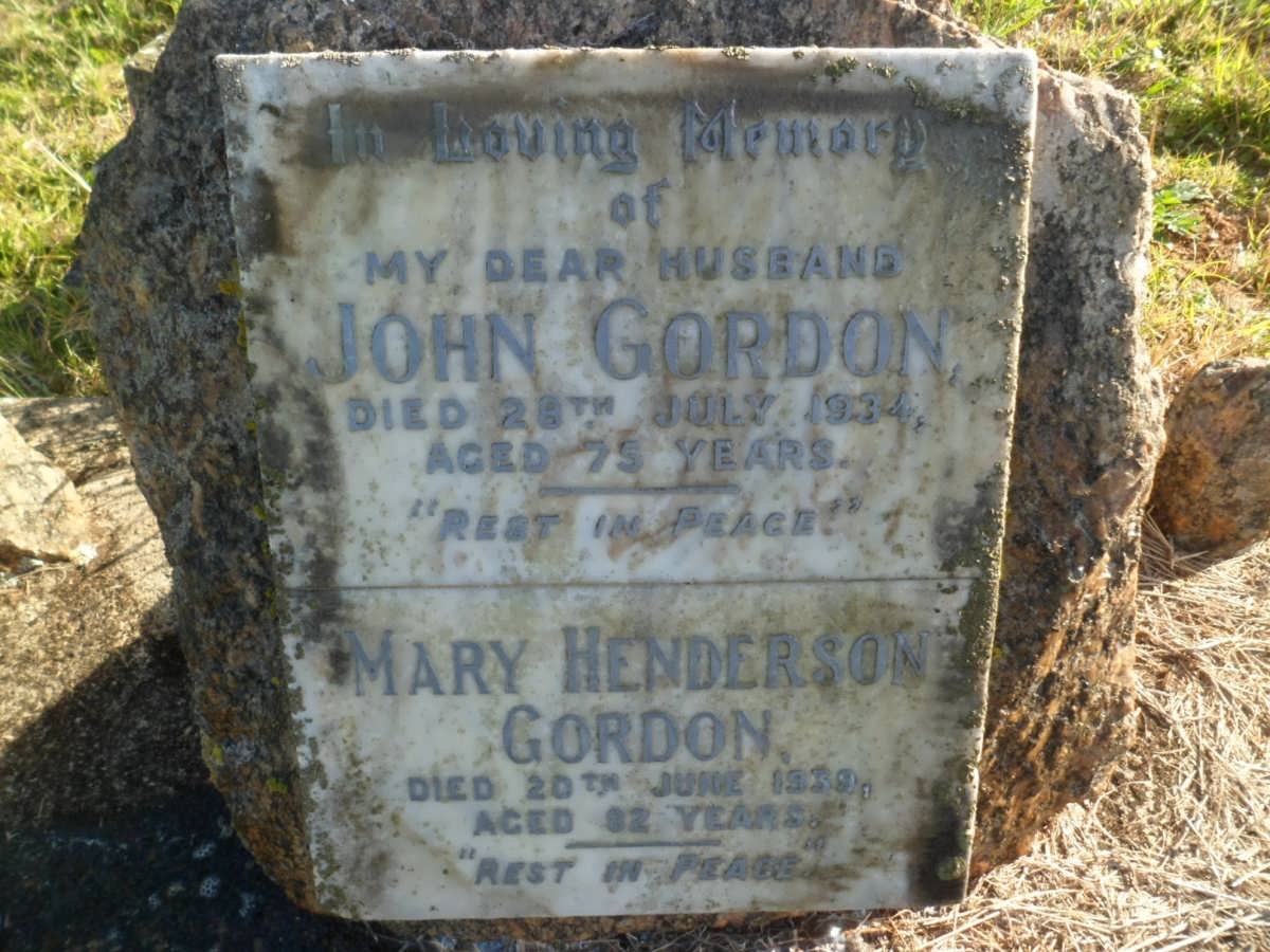 GORDON John -1934 &amp; Mary Henderson -1939
