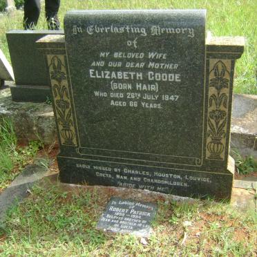 GOODE Elizabeth nee HAIR -1947 :: PATRICK Robert 1898-1994 &amp; Lovice -1975