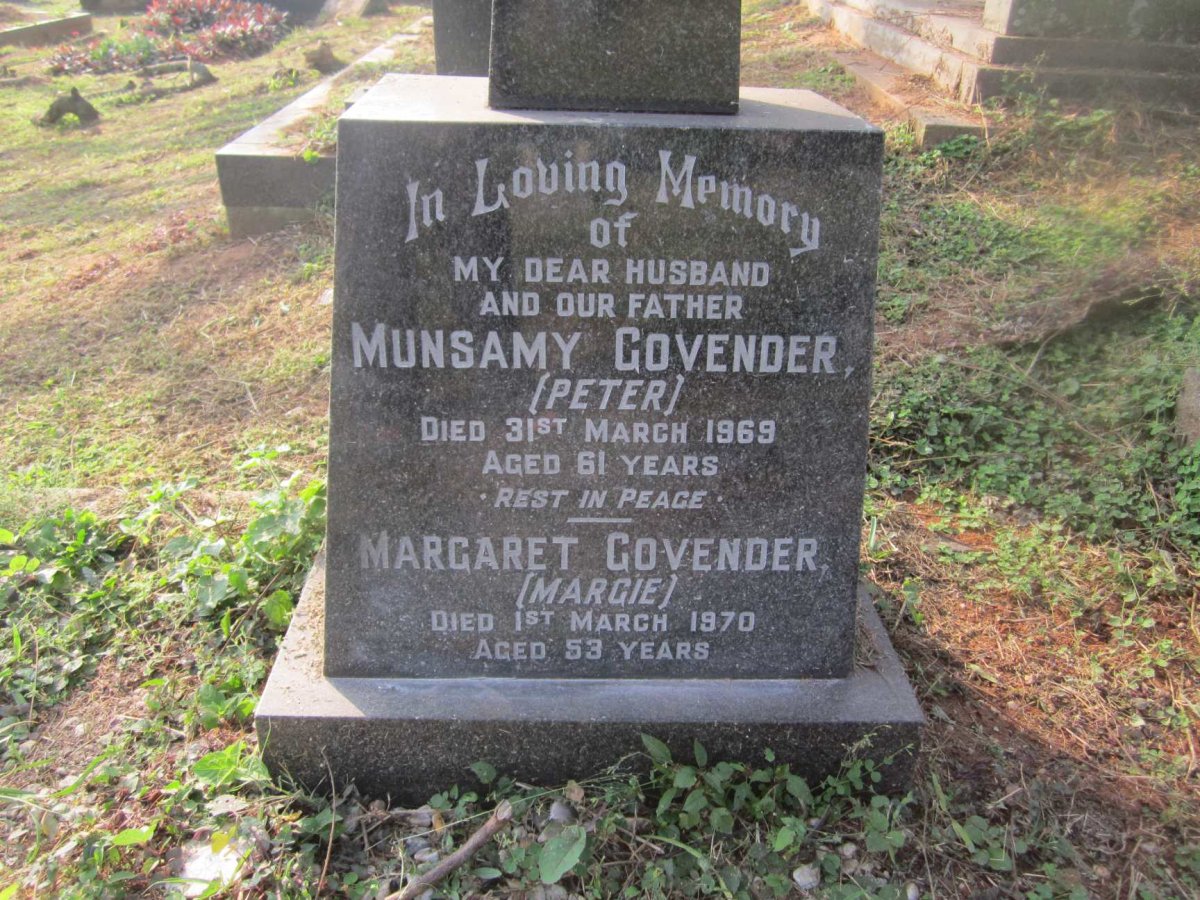 GOVENDER Munsamy -1969 &amp; Margaret -1970