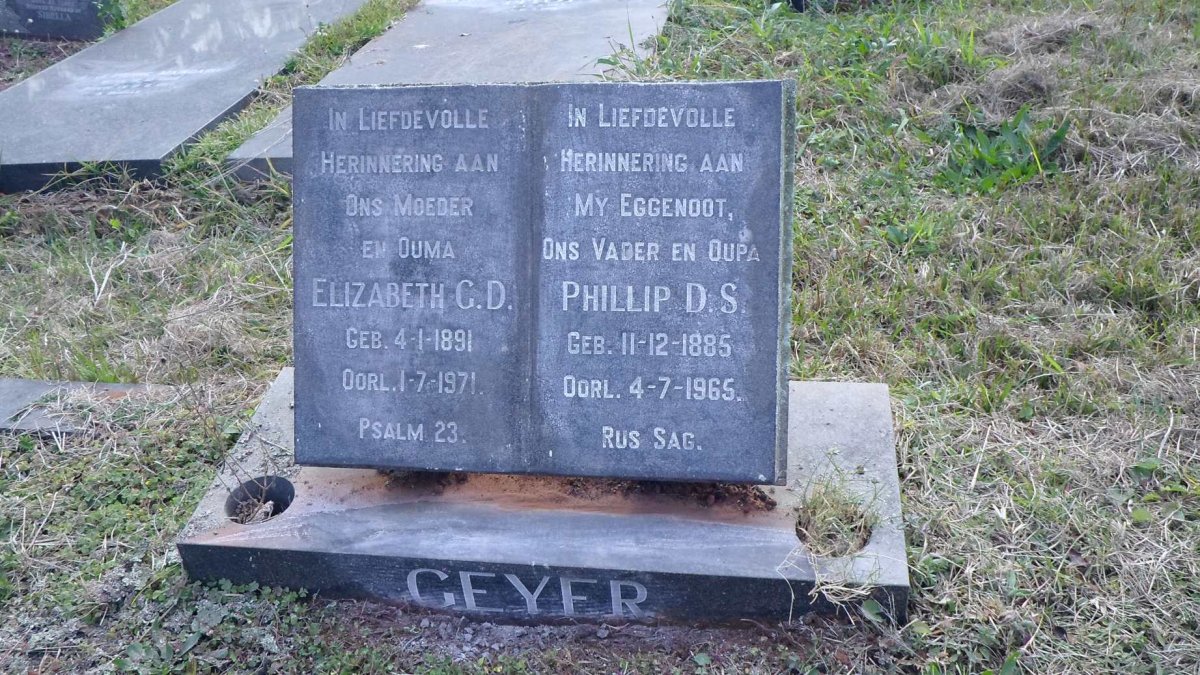 GEYER Phillip D.S. 1885-1965 &amp; Elizabeth G.D. 1891-1971