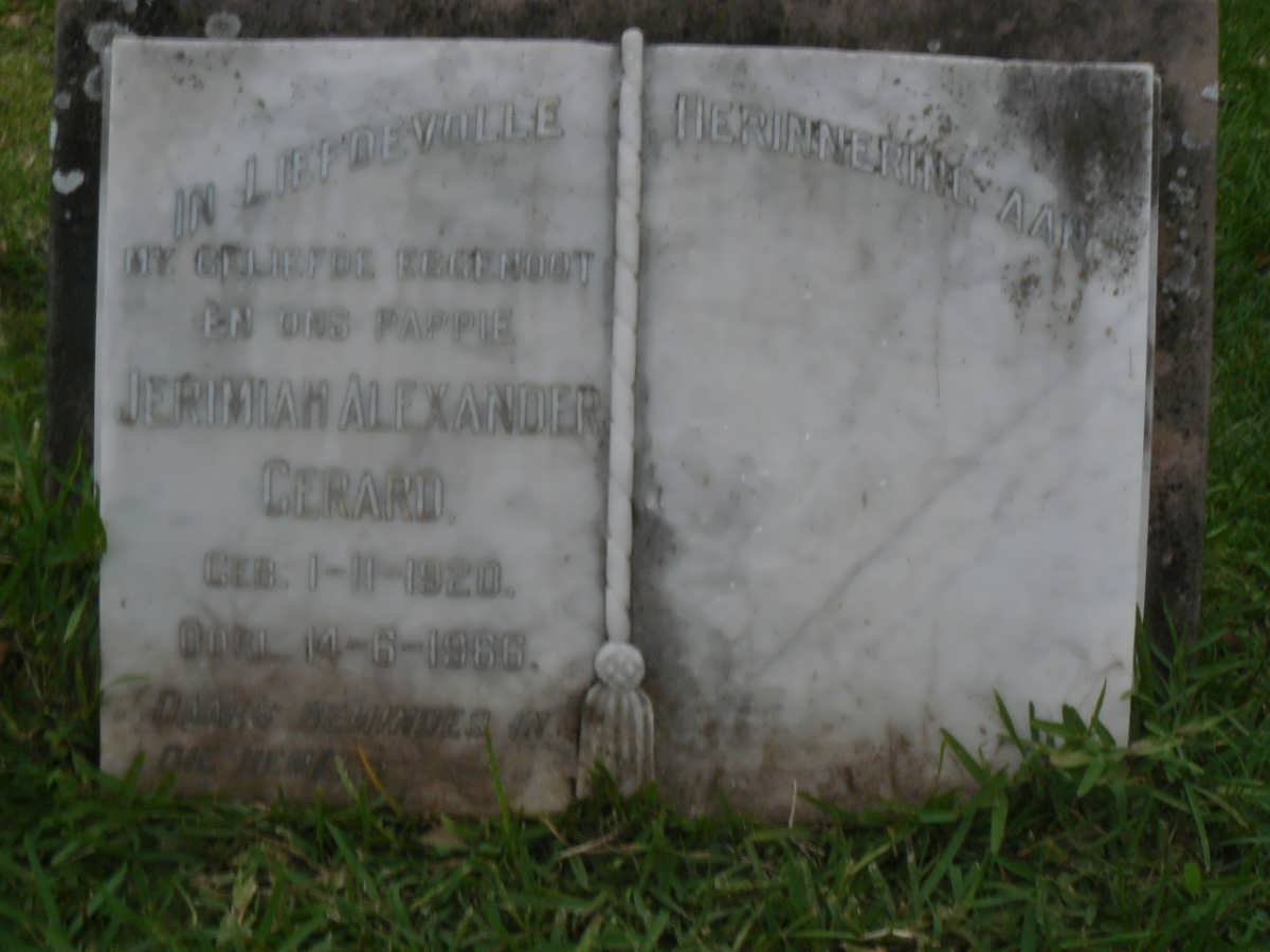 GERARD Jerimiah Alexander 1920-1966