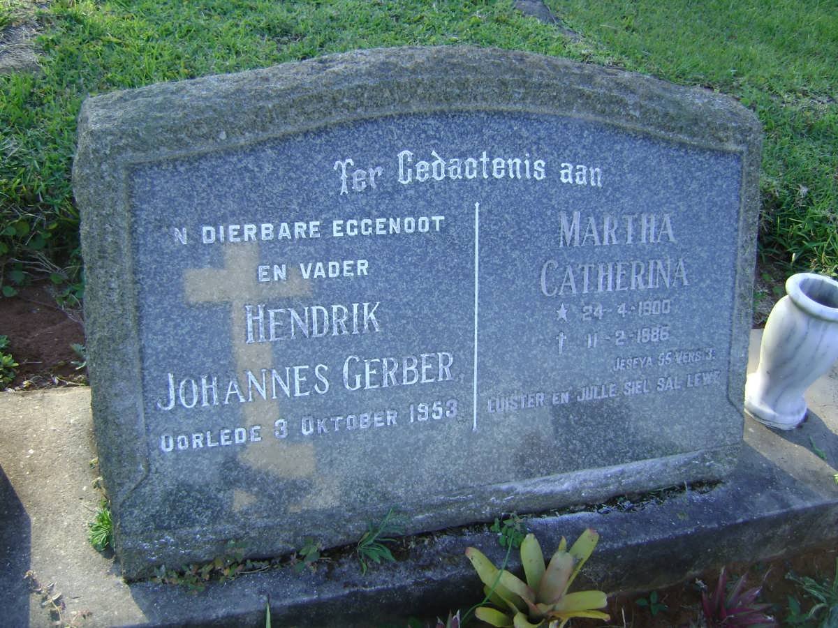 GERBER Hendrik Johannes -1953 &amp; Martha Catharina 1900-1986