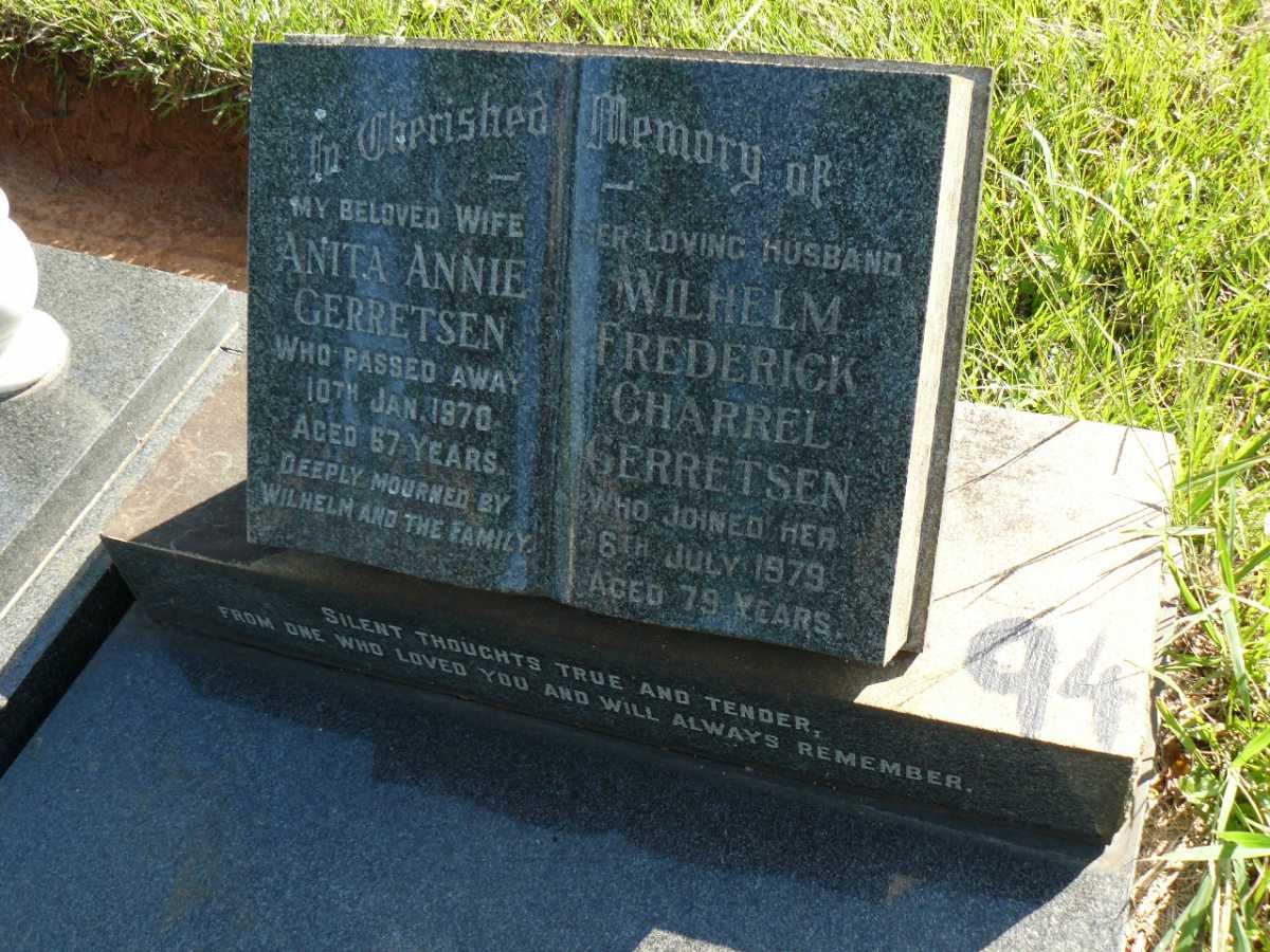 GERRETSEN Wilhelm Frederick Charrel -1979 &amp; Anita Annie -1970