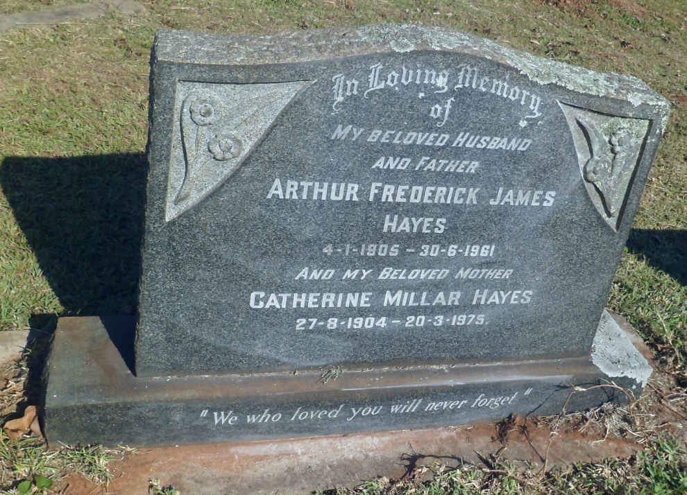 HAYES Arthur Frederick James 1905-1961 &amp; Catherine Millar 1904-1975