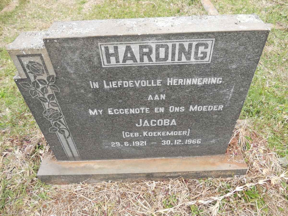 HARDING Jacoba nee KOEKEMOER 1921-1966