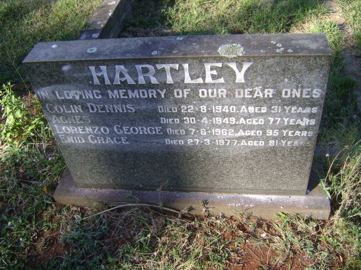 HARTLEY Lorenzo George -1962 :: HARTLEY Enid Grace -1977