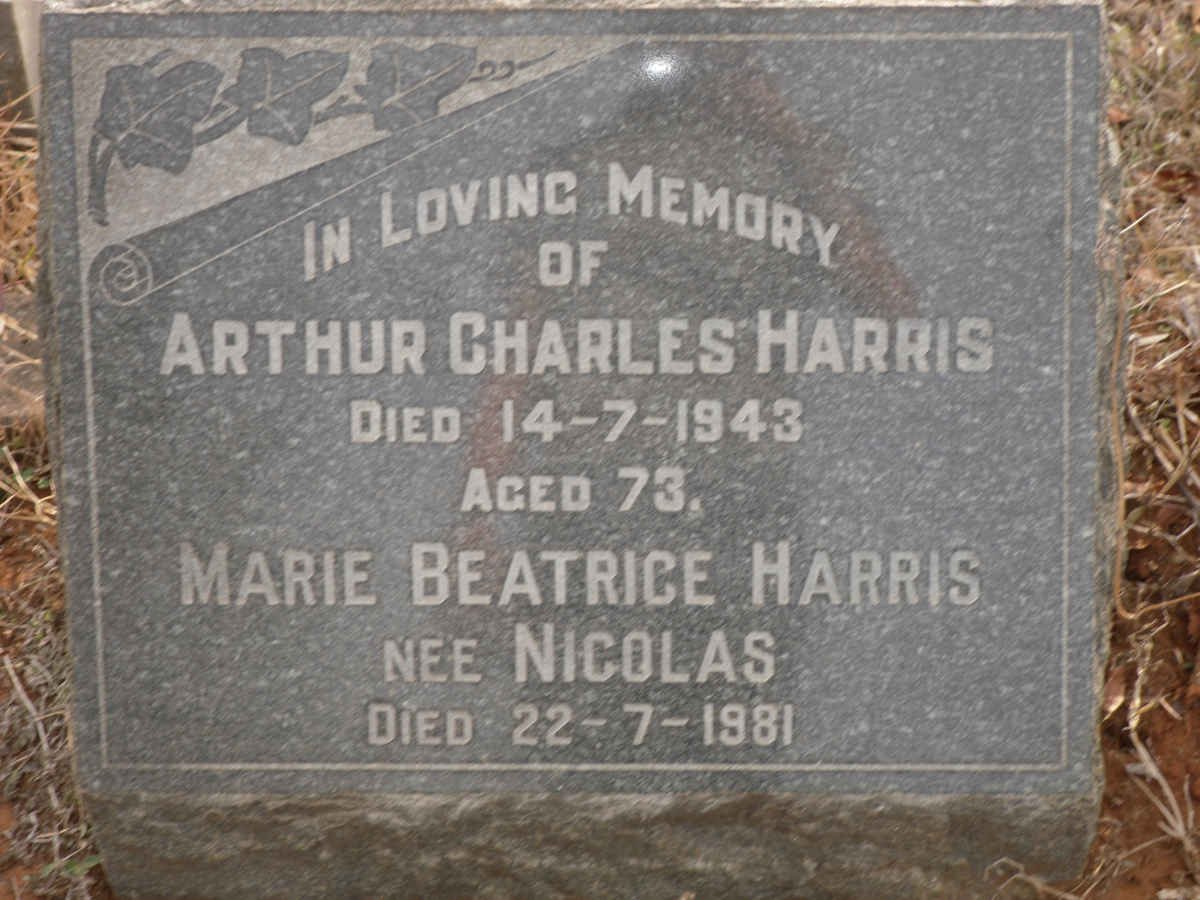 HARRIS Arthur Charles -1943 &amp; Marie Beatrice NICOLAS -1981