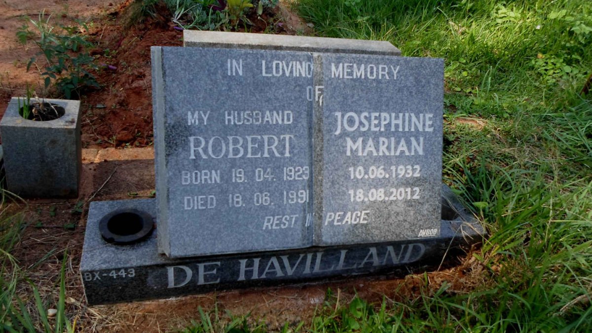 HAVILLAND Robert, de 1923-1991 &amp; Josephine Marian 1932-2012
