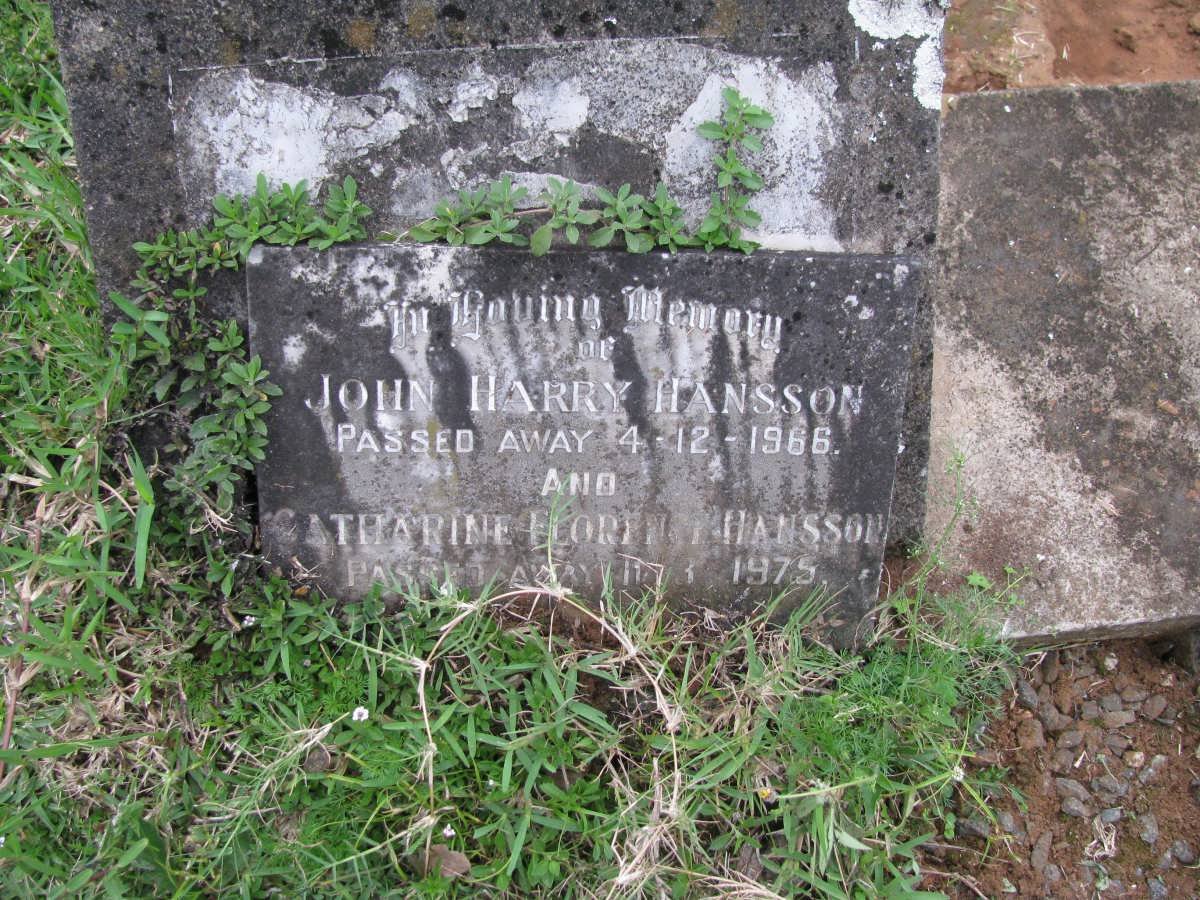 HANSSON John Harry -1966 &amp; Catherine Florence -1975