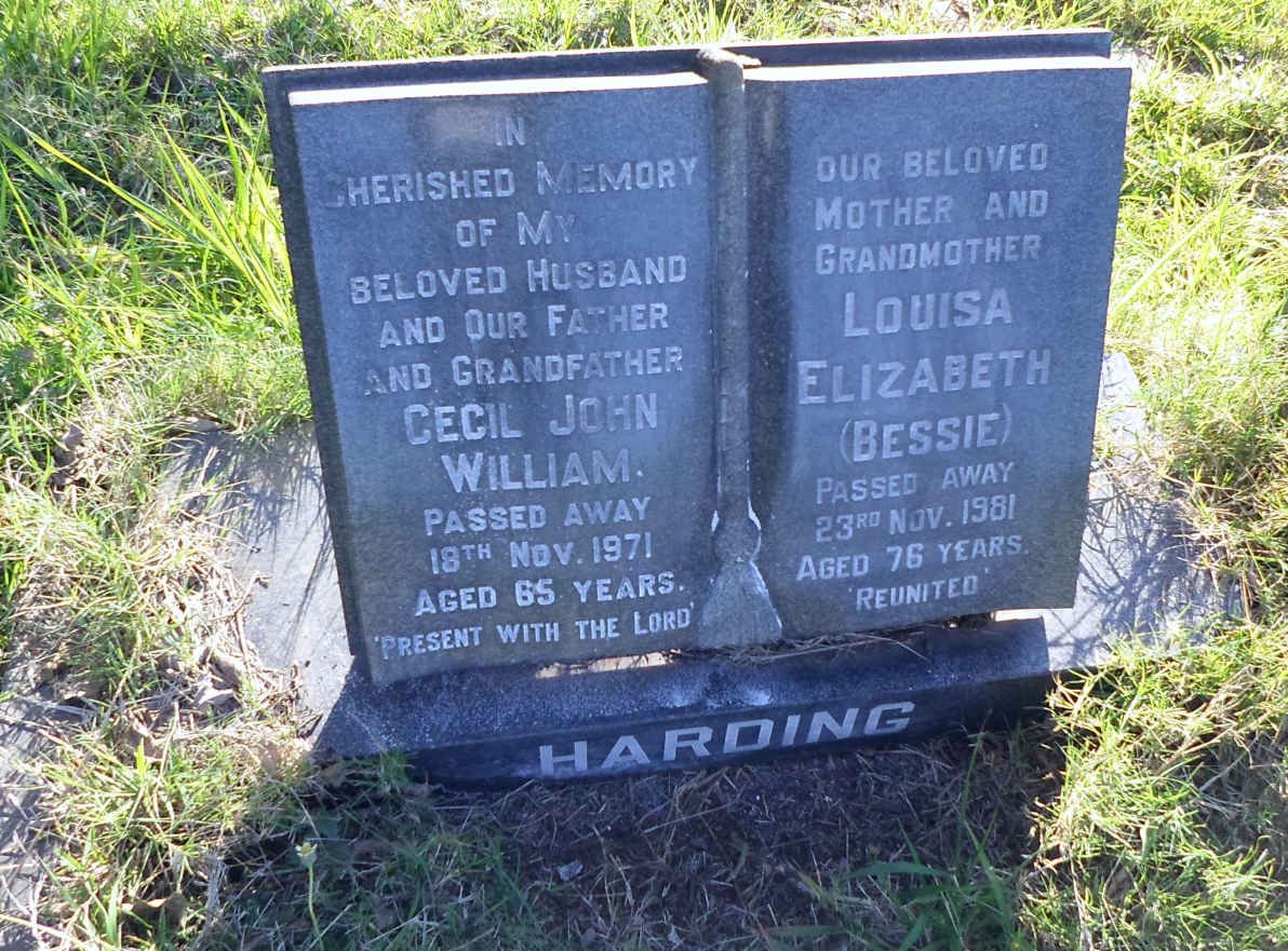 HARDING Cecil John William -1971 &amp; Louisa Elizabeth -1981