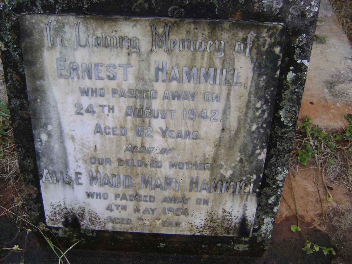 HAMMILL Ernest -1942 &amp; Alice Maud Mary -1954
