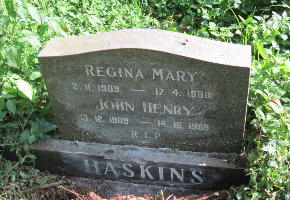 HASKINS John Henry 1909-1988 &amp; Regina Mary 1909-1980