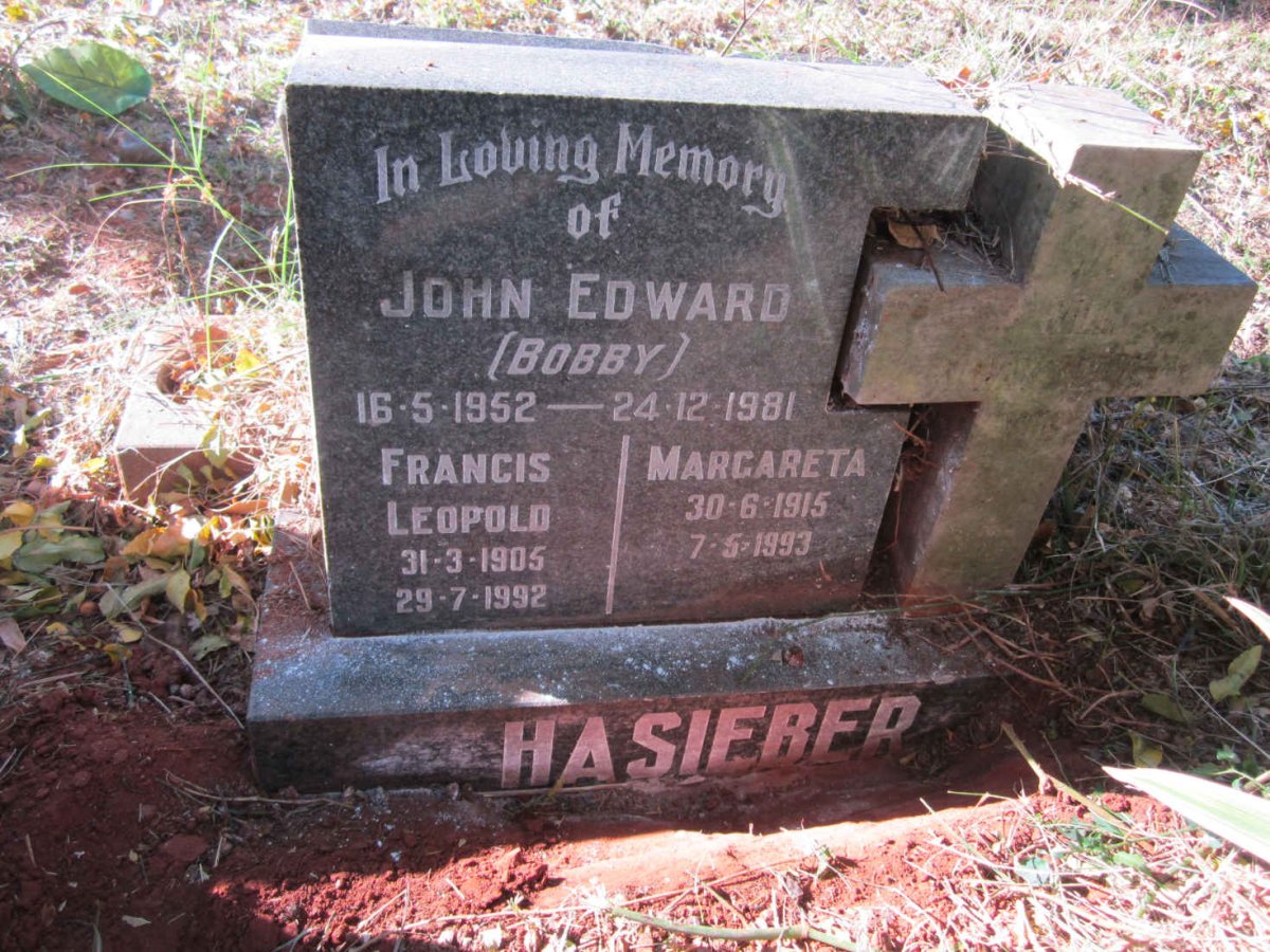 HASIEBER Francis Leopold 1905-1992 &amp; Margareta 1915-1993 :: HASIEBER John Edward 1952-1981