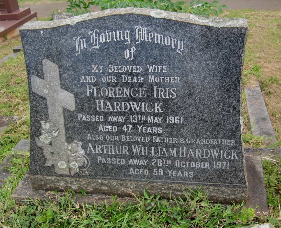 HARDWICK Arthur William -1971 &amp; Florence Iris -1961