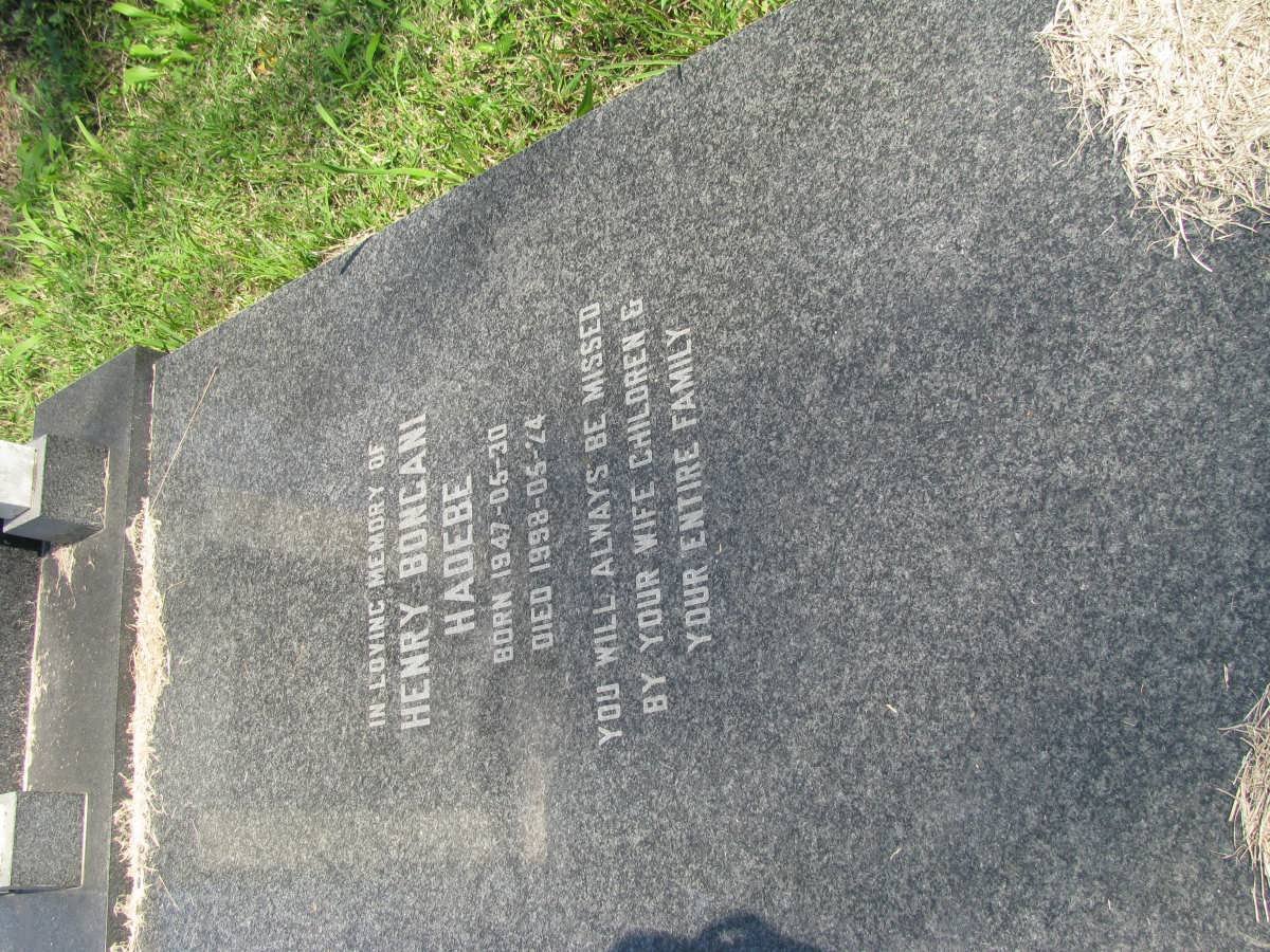 HADEBE Henry Bongani 1947-1998