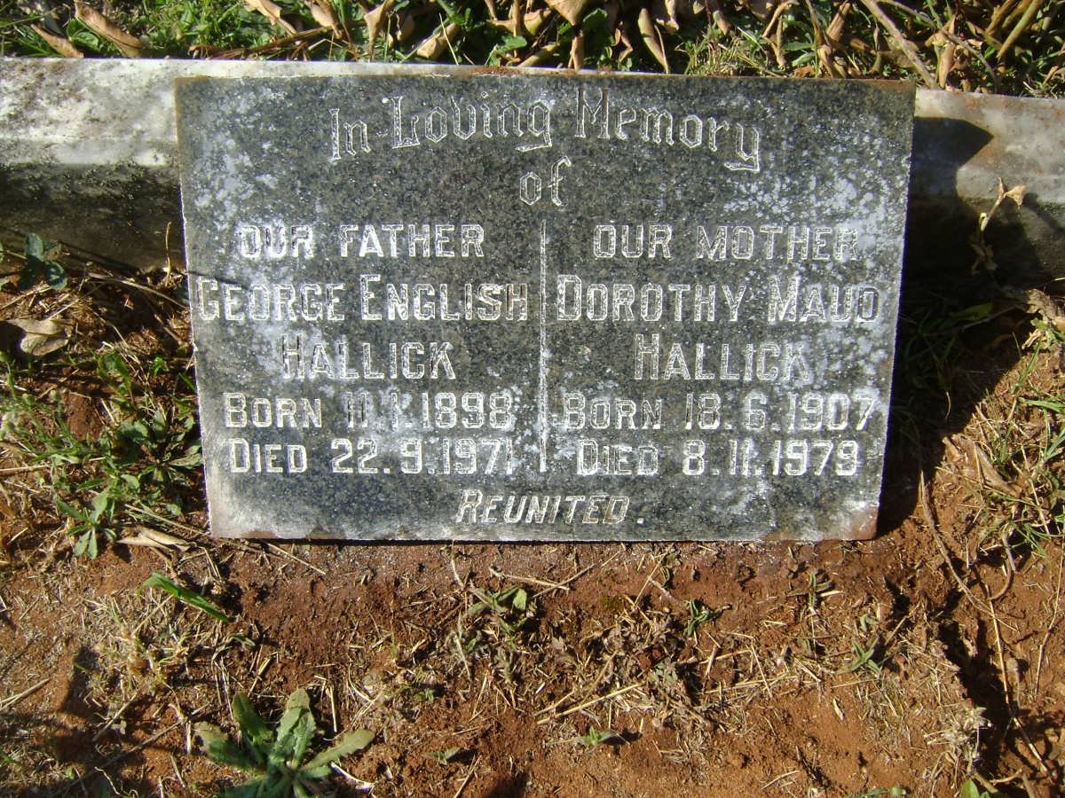 HALLICK George English 1898-1971 &amp; Dorothy Maud 1907-1979