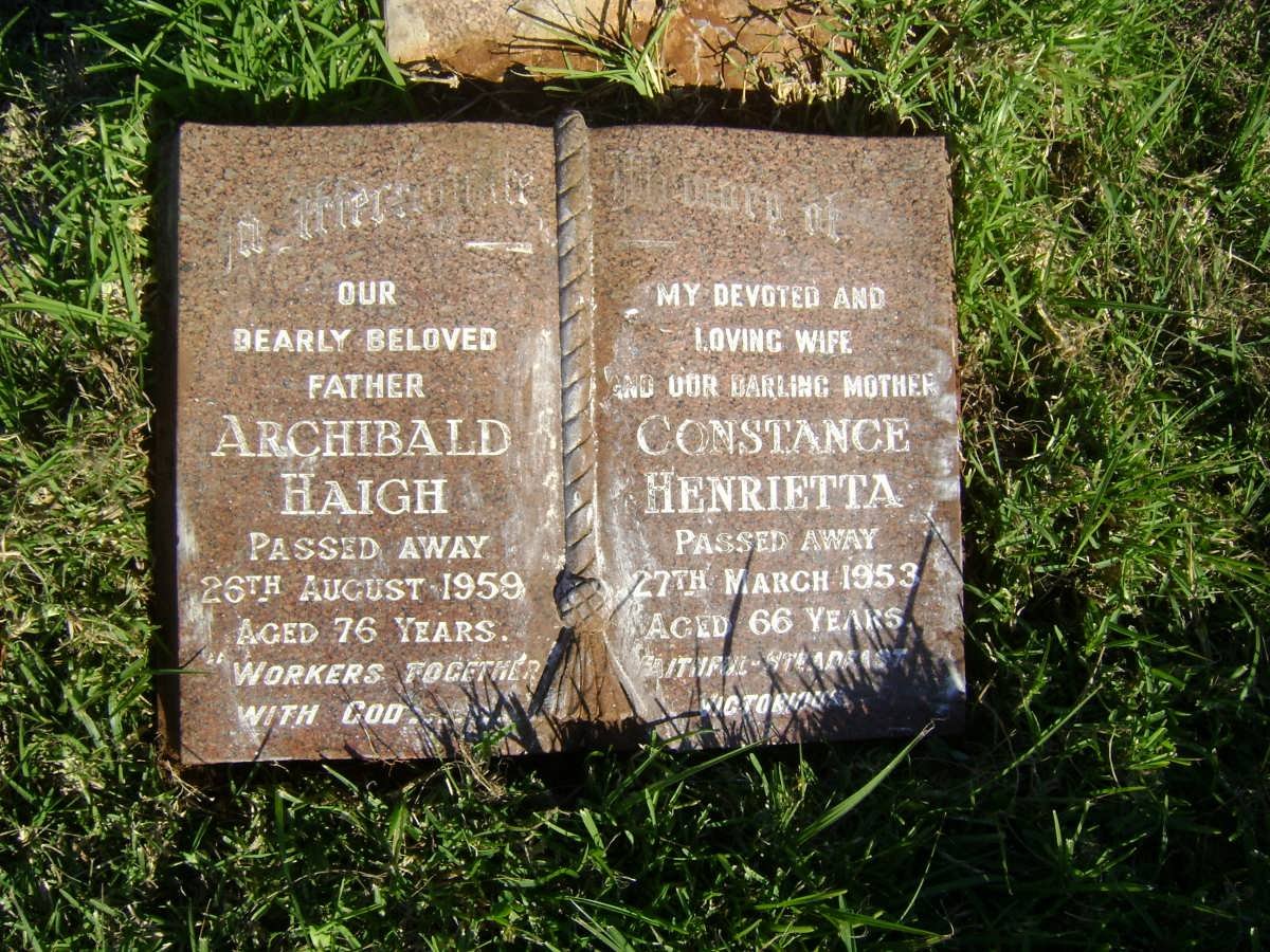 HAIGH Archibald -1959 &amp; Constance Henrietta -1953