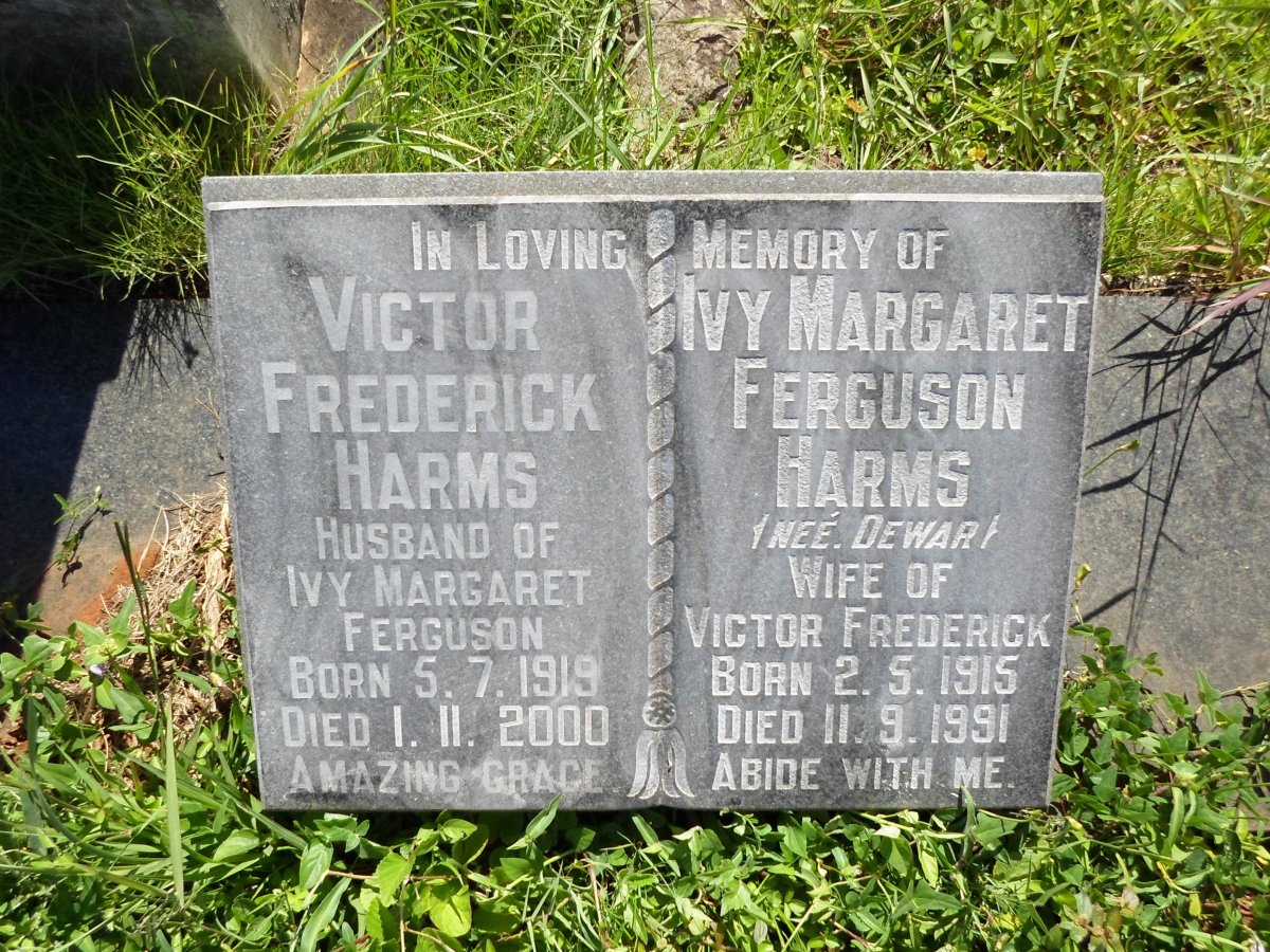 HARMS Victor Frederick 1919-2000 &amp; Ivy Margaret Ferguson DEWAR 1915-1991