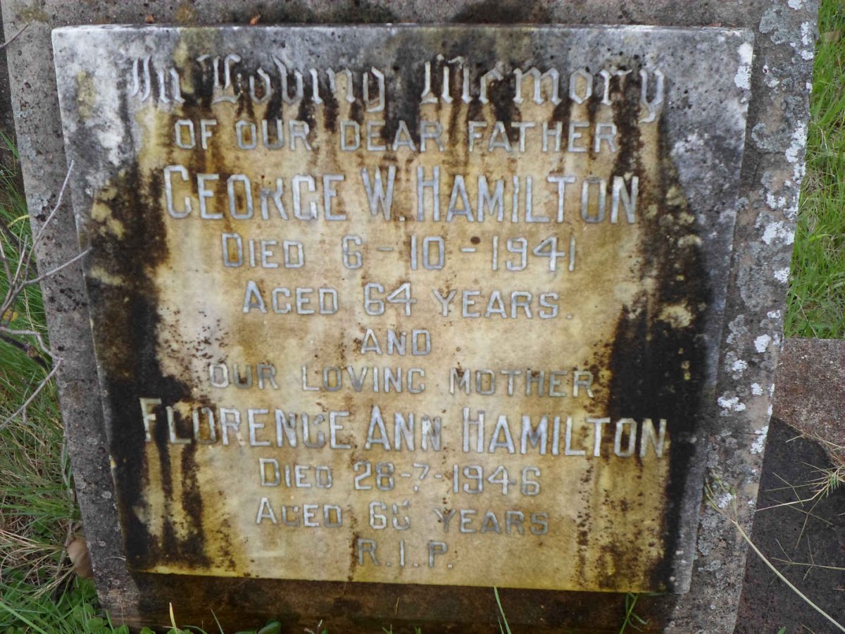 HAMILTON George W. -1941 &amp; Florence Ann -1946
