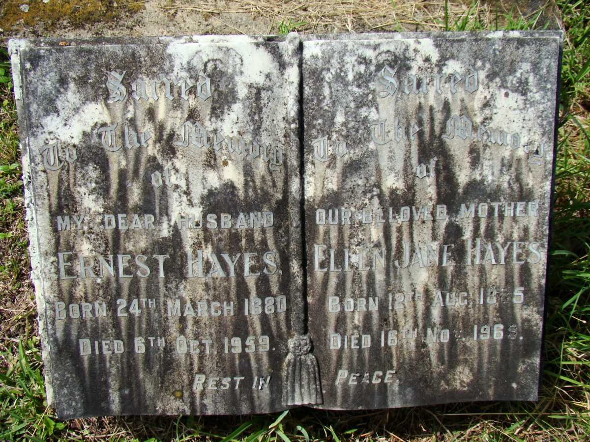 HAYES Ernest 1880-1959 &amp; Ellen Jane 1885-1969