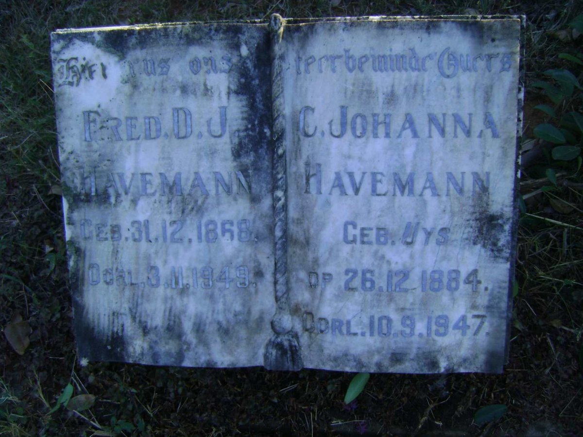 HAVEMAN Fred D.J. 1868-1949 &amp; C. Johanna UYS 1884-1947