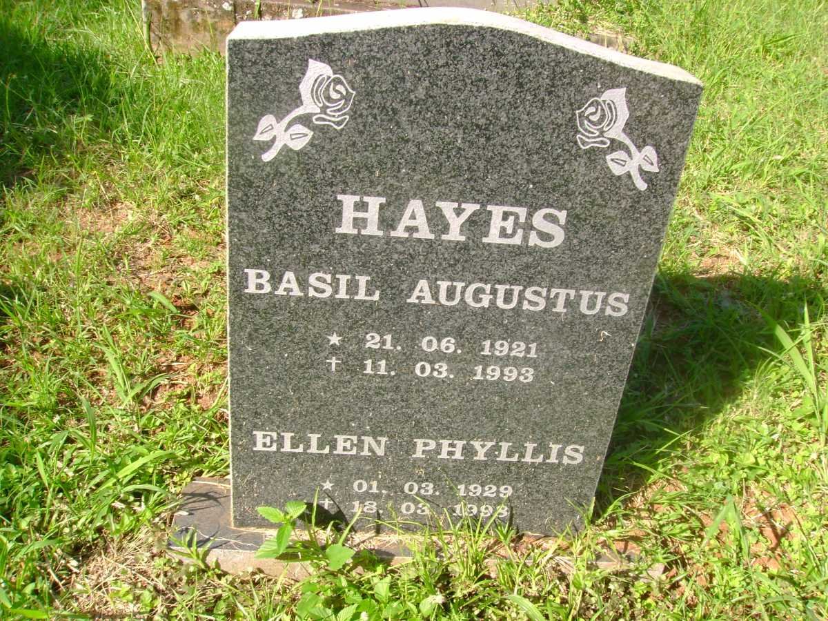 HAYES Basil Augustus 1921-1993 &amp; Ellen Phyllis 1929-1998