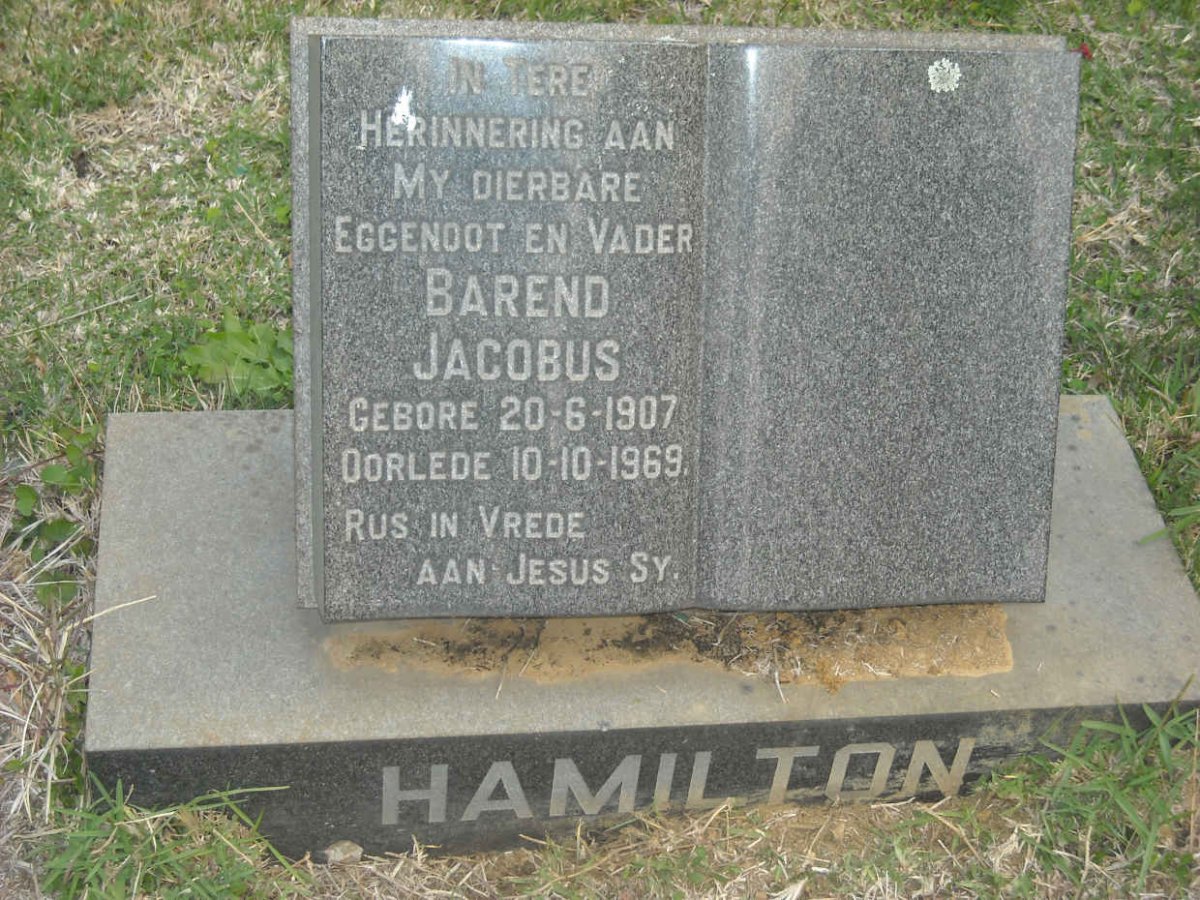 HAMILTON Barend Jacobus 1907-1969