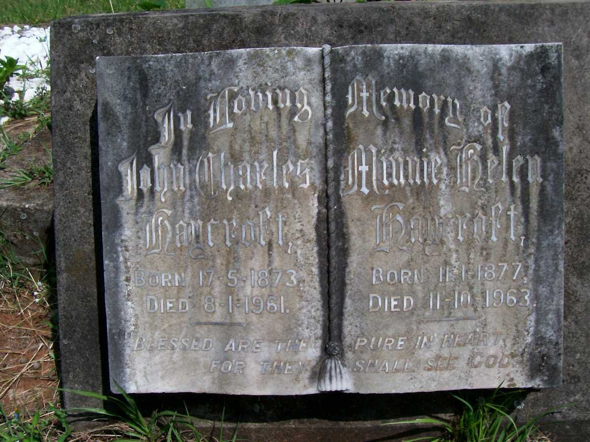 HAYCROFT John Charles 1873-1961 &amp; Minnie Helen 1877-1963