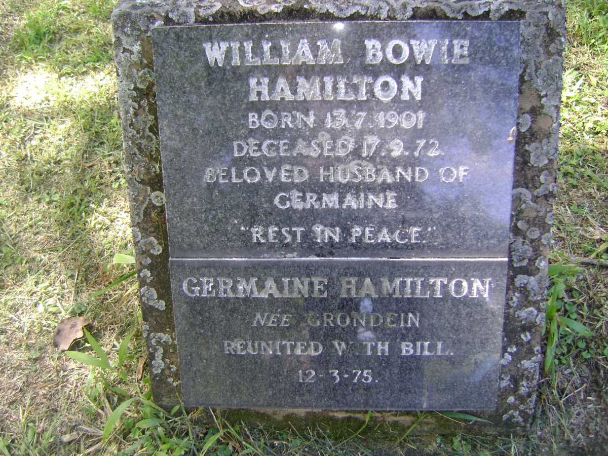 HAMILTON William Bowie 1901-1972 &amp; Germaine -1975