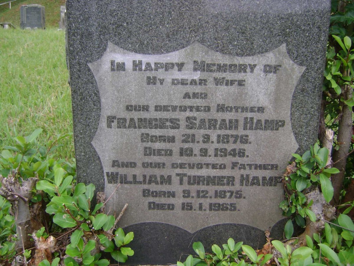 HAMP William Turner 1875-1965 &amp; Frances Sarah 1876-1946