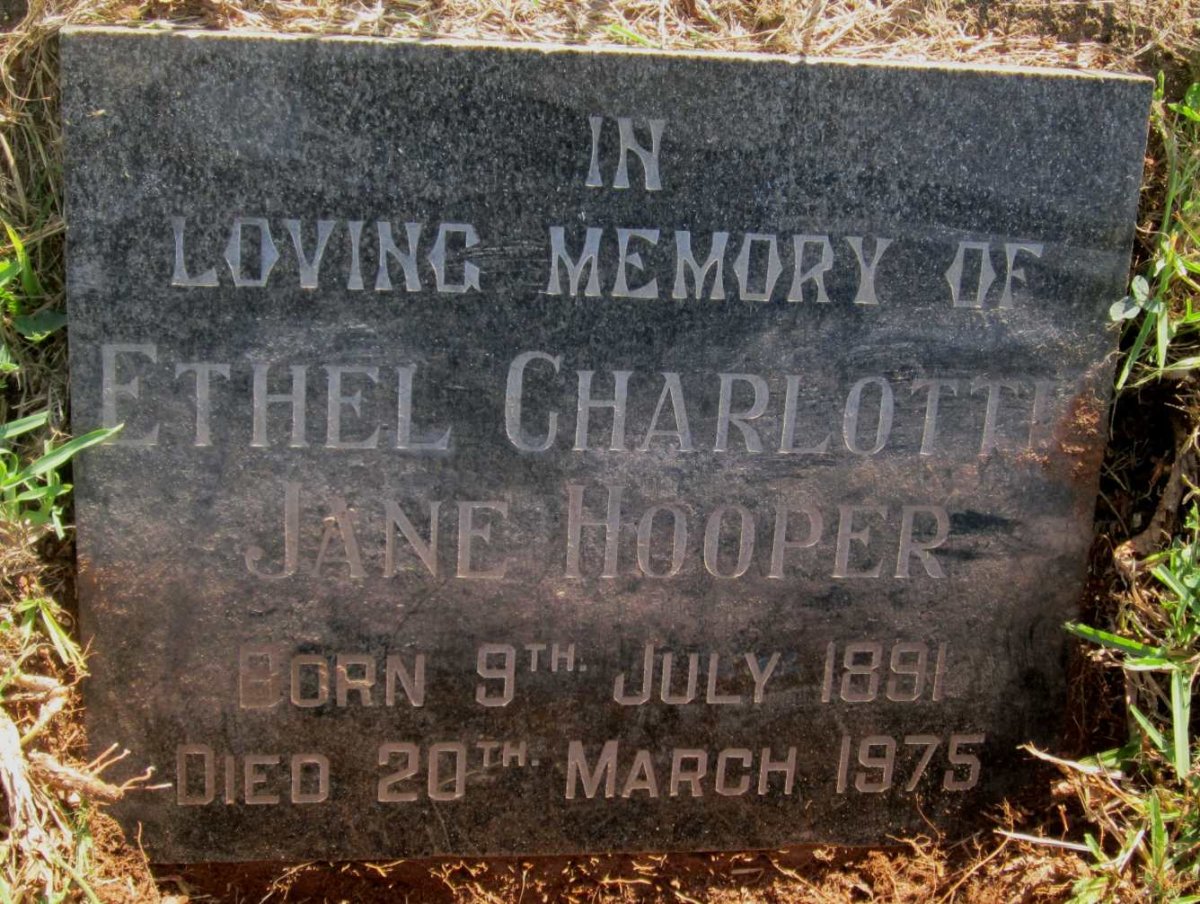 HOOPER Ethel Charlotte Jane 1891-1975