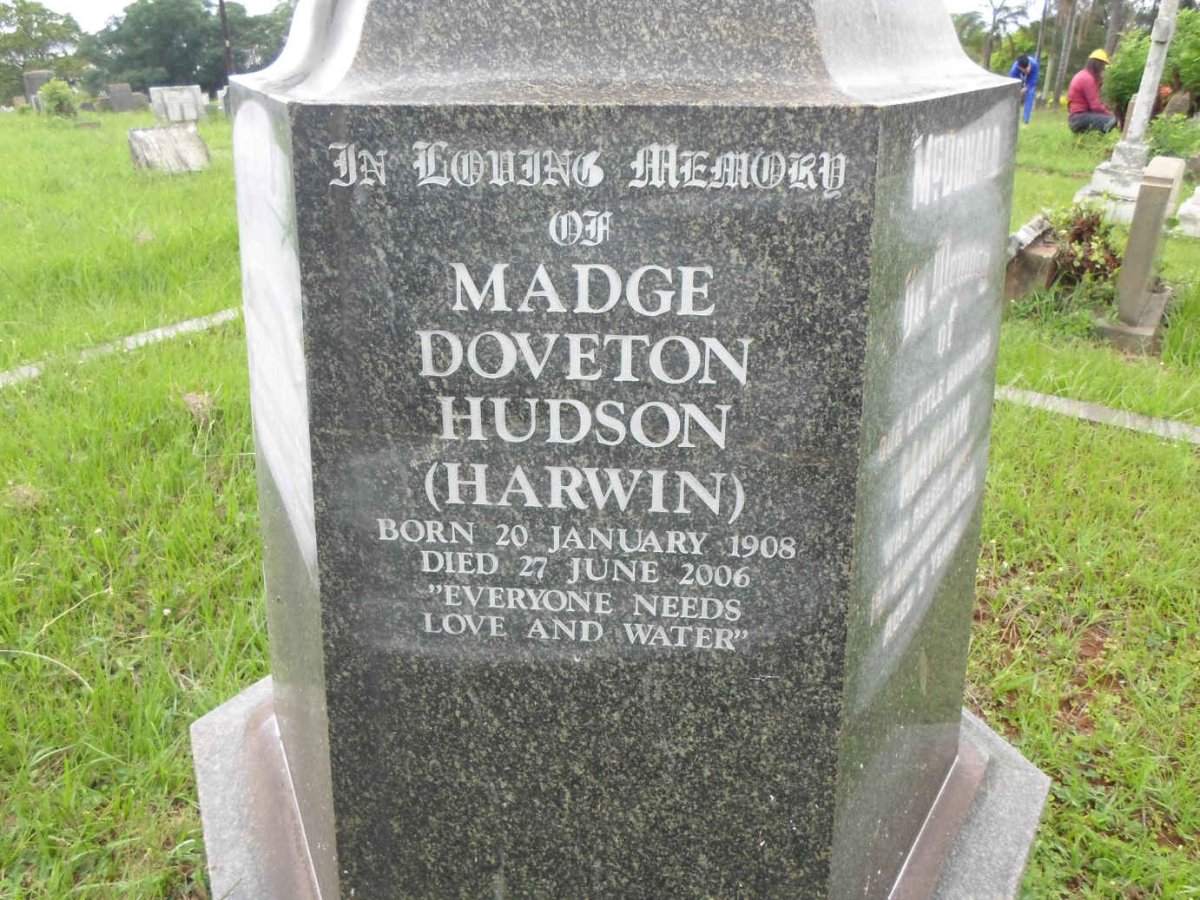 HUDSON Madge Doveton nee HARWIN 1908-2006
