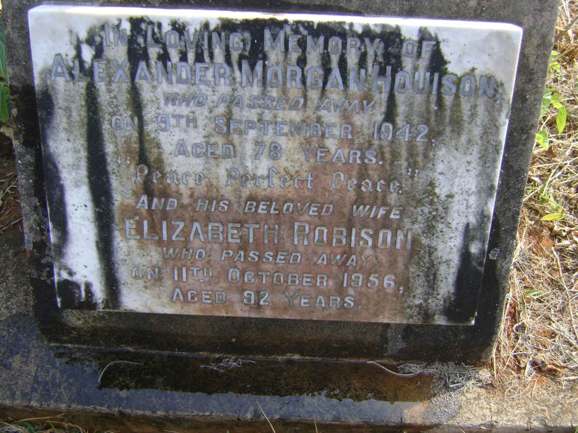 HOUISON Alexander Morgan -1942 &amp; Elizabeth Robison -1956
