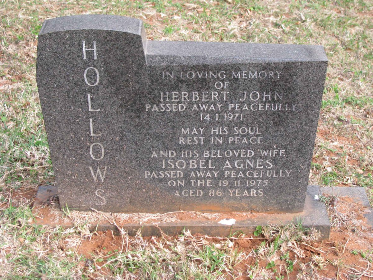 HOLLOWS Herbert John -1971 &amp; Isobel Agnes -1975