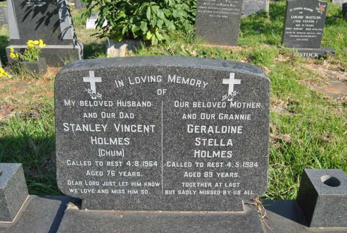 HOLMES Stanley Vincent -1964 &amp; Geraldine Stella -1984