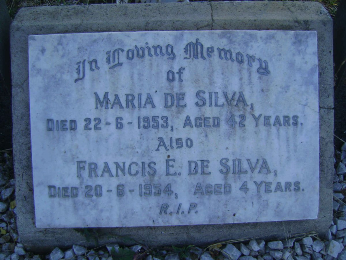 HODNETT Frederick George -1990 &amp; Eileen Kathleen -1976 :: DE SILVA Maria -1953 :: DE SILVA Francis E. -1954