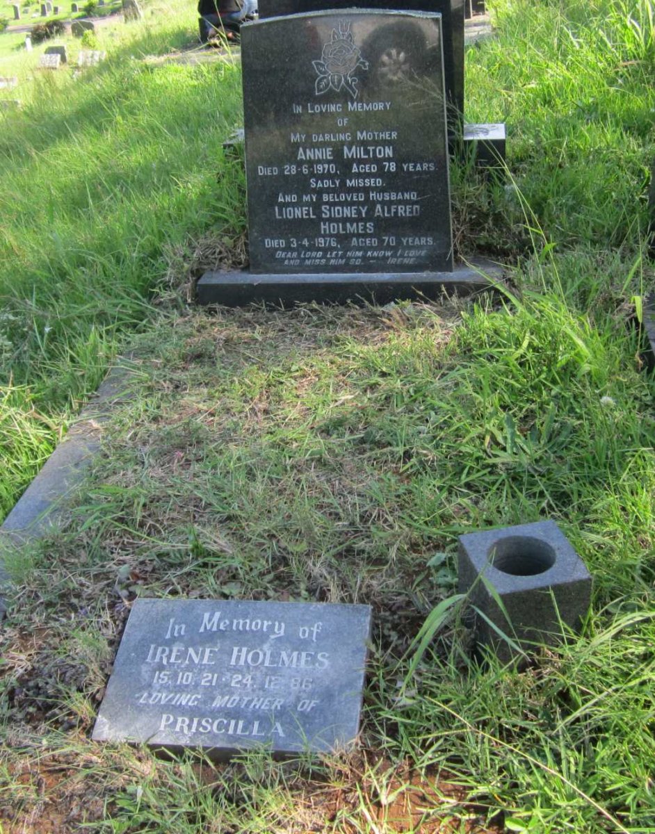 HOLMES Lionel Sidney Alfred -1976 &amp; Annie MILTON -1970 :: HOLMES Irene 1921-1986