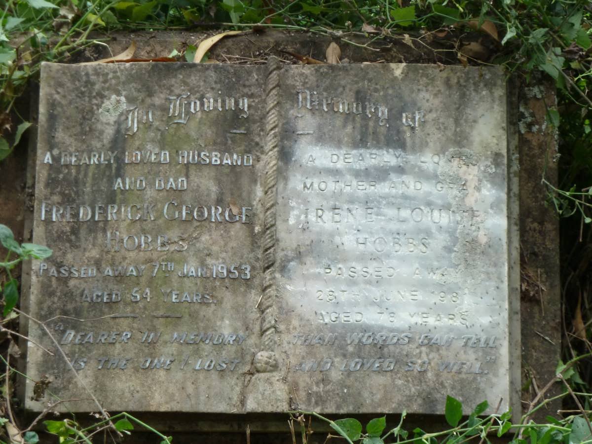 HOBBS Frederick George -1953 &amp; Irene Louise 1981