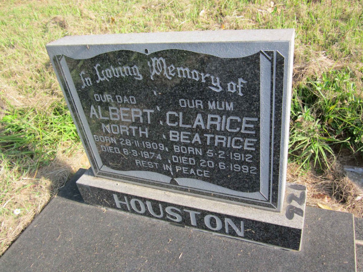 HOUSTON Albert North 1909-1974 &amp; Clarice Beatrice 1912-1992