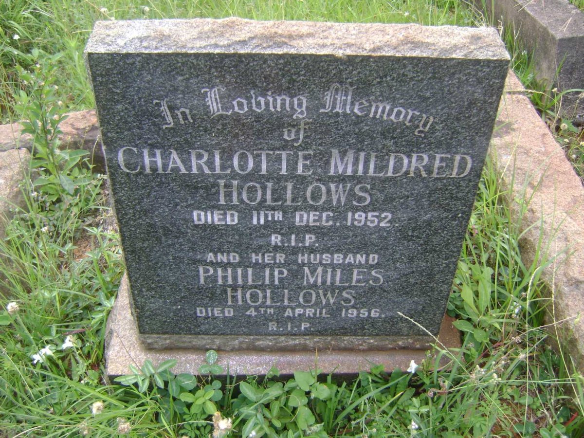HOLLOWS Philip Miles -1956 &amp; Charlotte Mildred -1952