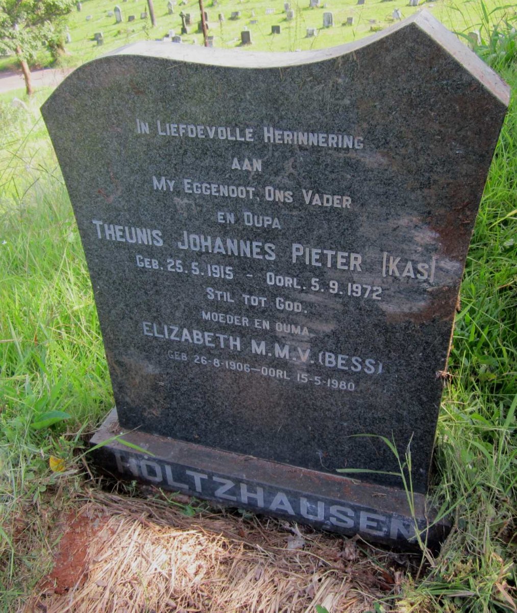 HOLTZHAUSEN Theunis Johannes Pieter 1915-1972 &amp; Elizabeth M.M.V. 1906-1980