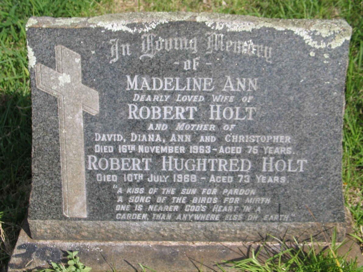 HOLT Robert Hughtred -1968 &amp; Madeline Ann -1963