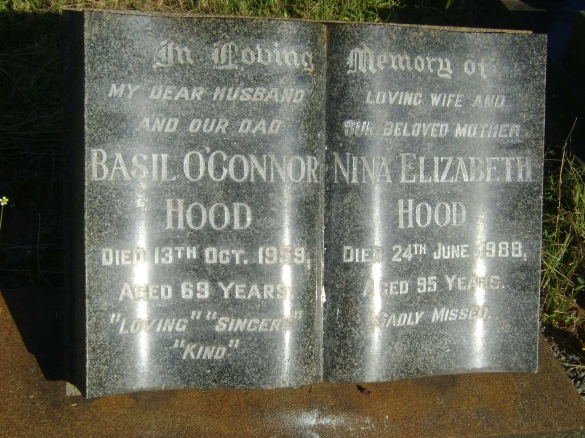 HOOD Basil O'Connor -1959 &amp; Nina Elizabeth -1988