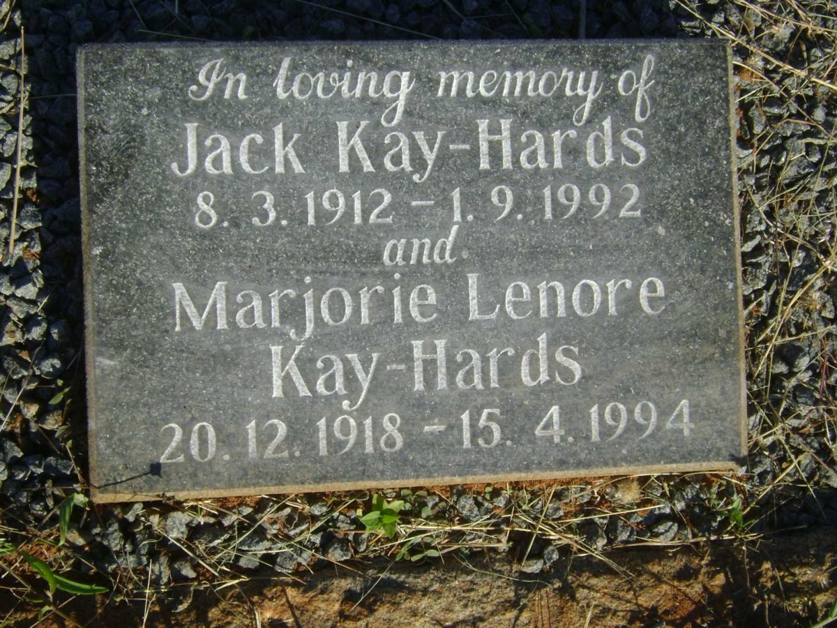 HARDS Jack, KAY 1912-1992 &amp; Marjorie Lenore 1918-1994