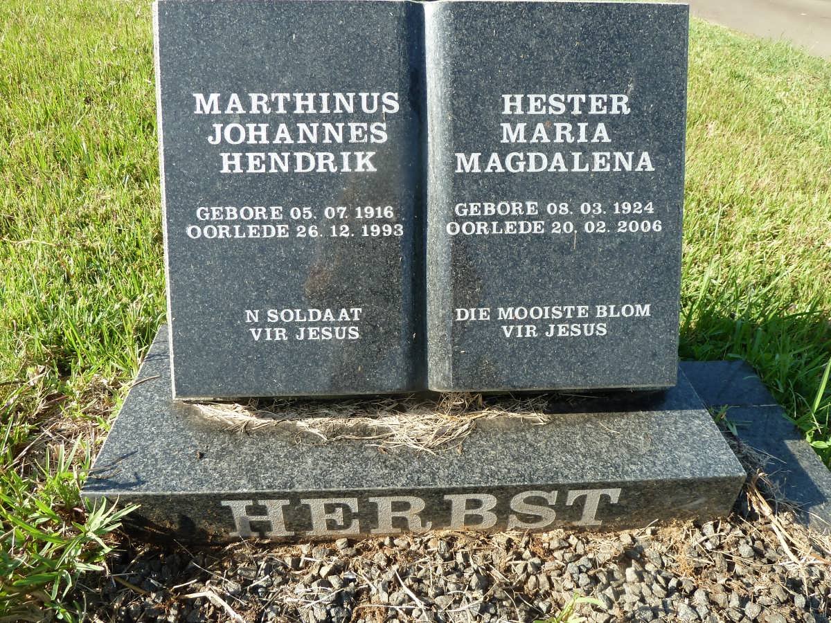 HERBST Marthinus Johannes Hendrik 1916-1993 &amp; Hester Maria Magdalena 1924-2006